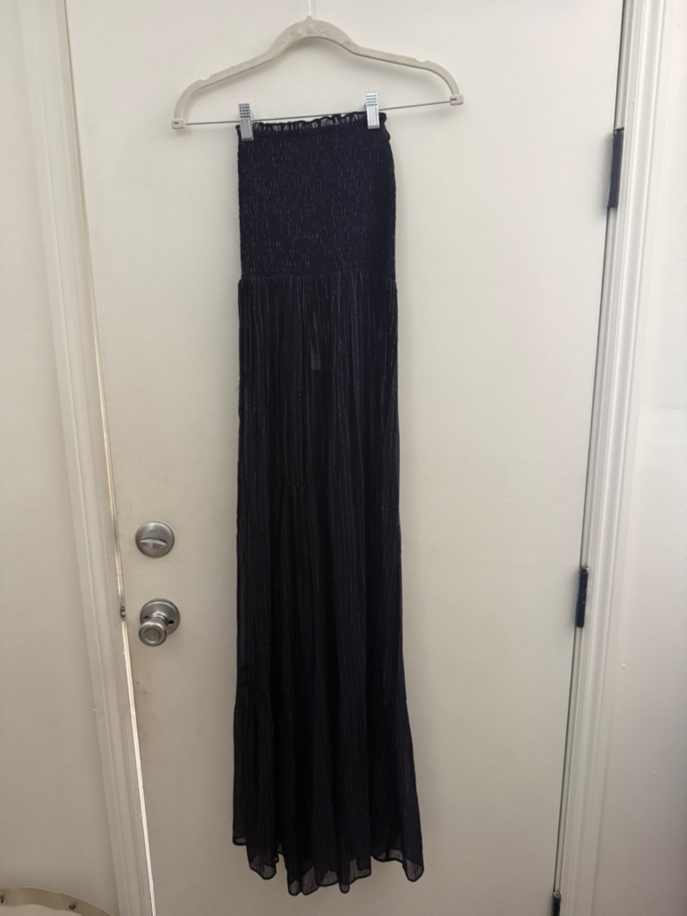 Anthropologie Navy Strapless Maxi Dress